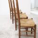 Architectural high-back chairs, straw seat, set of 4.