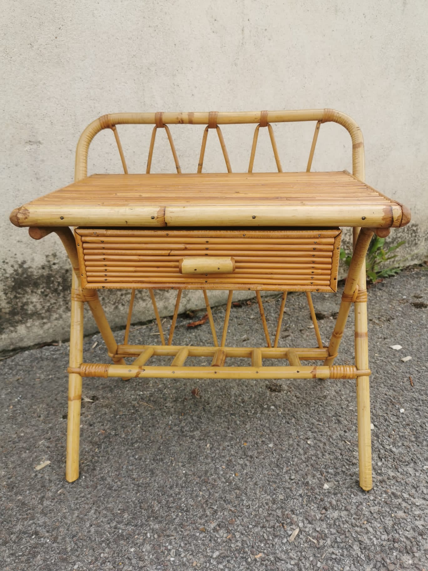 Pair of vintage rattan bedside tables