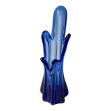 Vintage blue blown glass bud vase