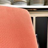 Peach cotton and black metal chair, 1960s