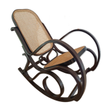 Rocking-chair en bois et cannage