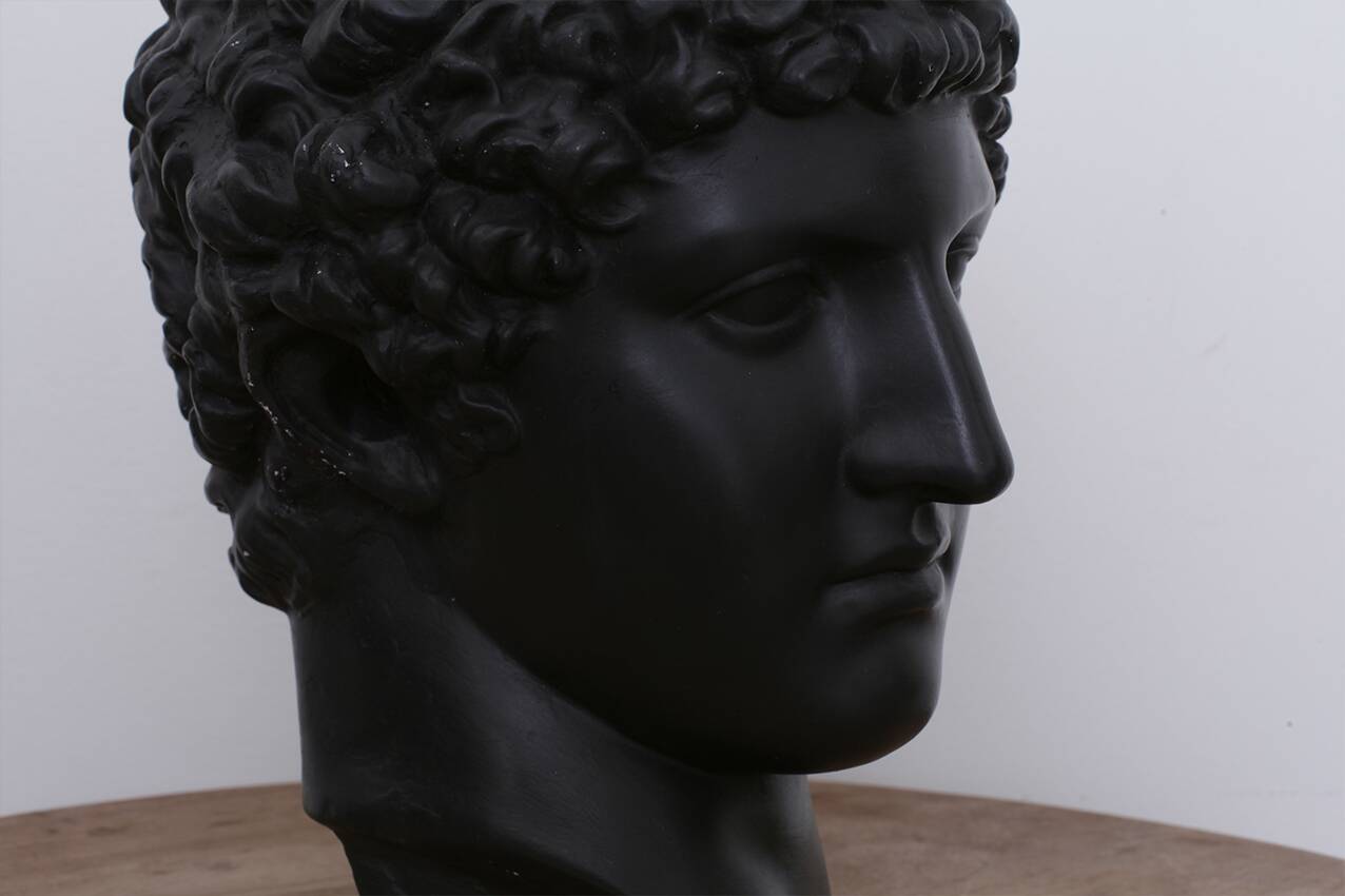 Greek head in waxed black plaster