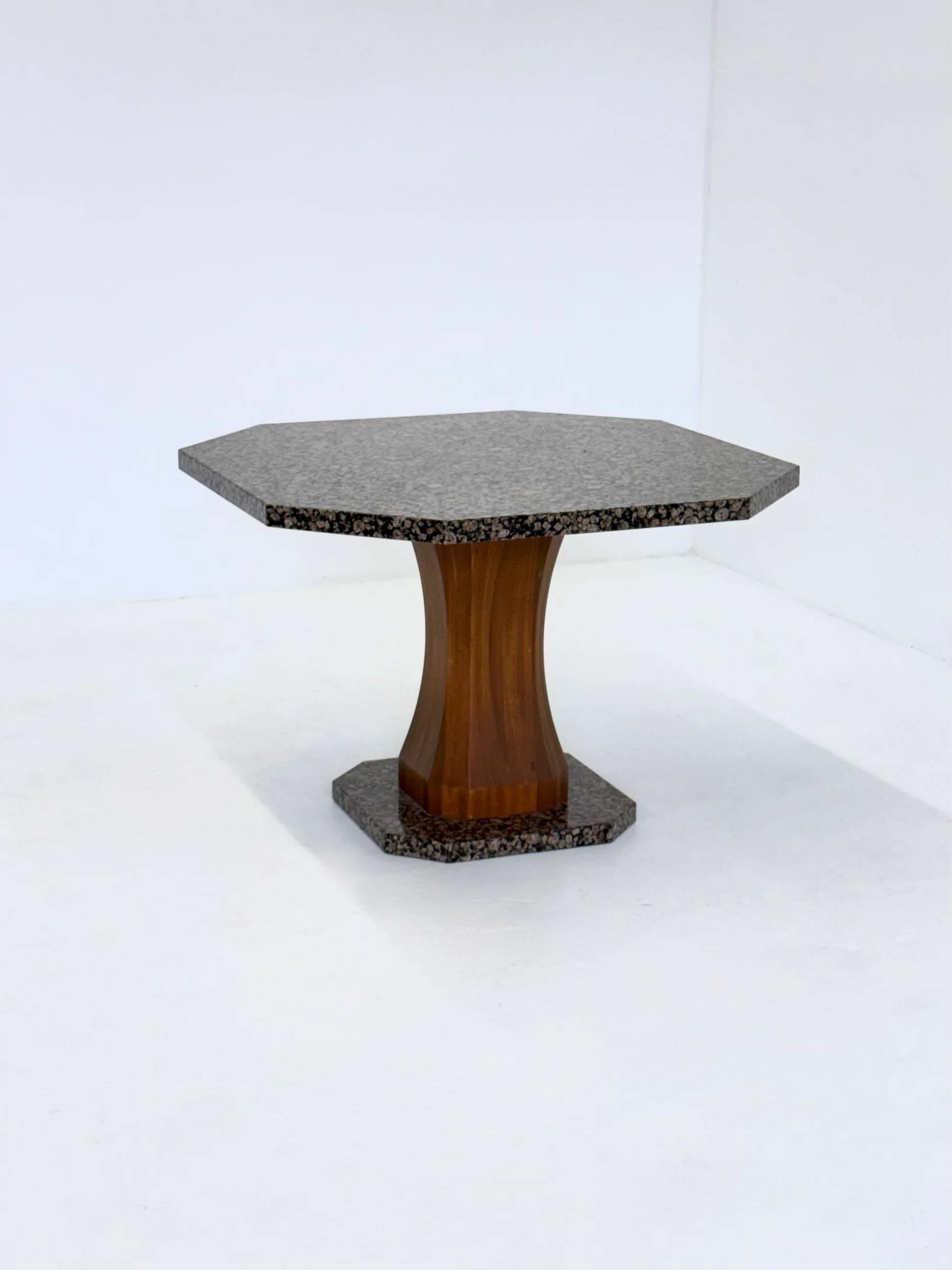 Art Deco dining table with octagonal granite top