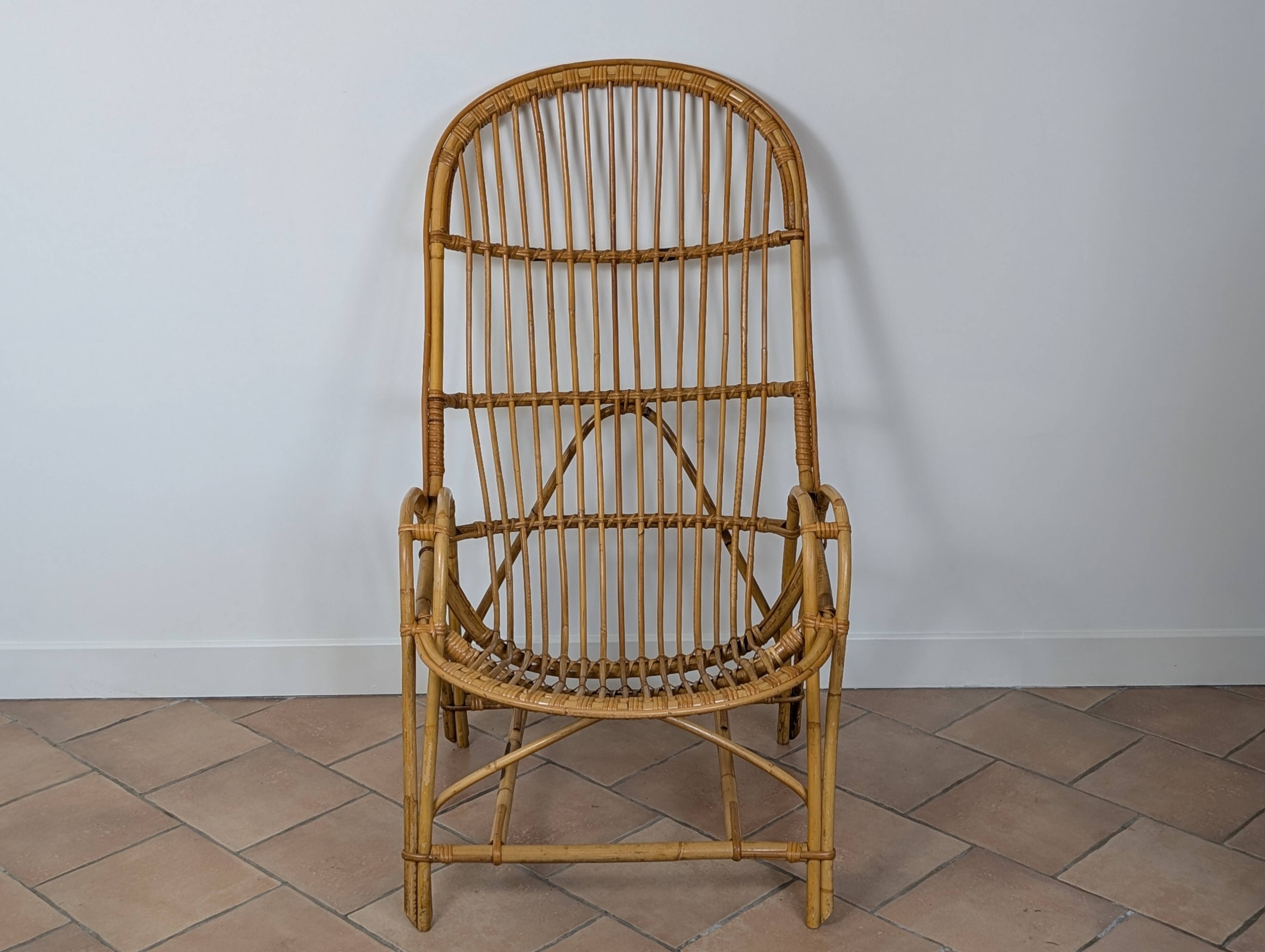 Fauteuil en rotin 60'