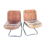 Pair of vintage armchairs in chrome tubular steel