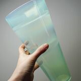 Blown opaline glass vase, Kosta Boda style, vintage Scandinavian design.