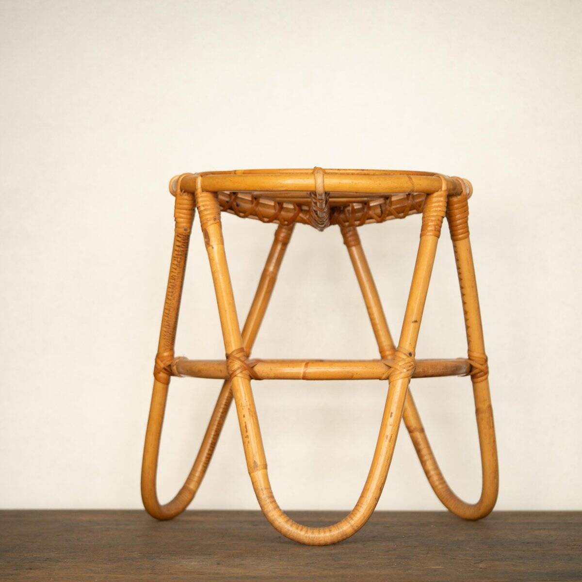 Rattan and bamboo stool 1950