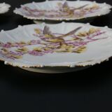 6 Assiettes à dessert en porcelaine de Limoges 1900 - Décor oiseau