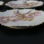 6 Limoges porcelain dessert plates 1900 - Bird decor