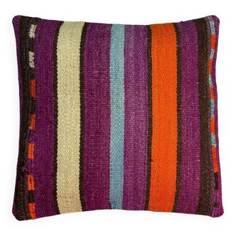 Vintage turkish kilim cushion cover , 40 x 40 cm