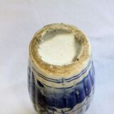 Vase chinois ancien céramique décor de fleurs blanc bleu