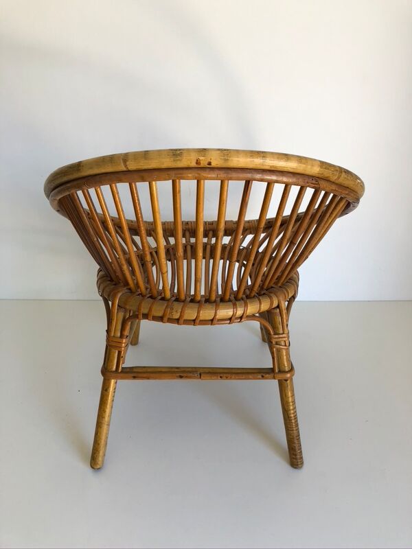 Bureau enfant en rotin avec son fauteuil