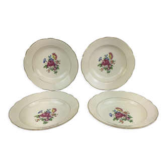 4 assiettes anciennes creuses made in france Digoin Sarreguemines modèle Sevigné