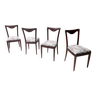 Quatre chaises de Carlo Enrico Rava avec structure en hêtre et tissu à motifs en lin