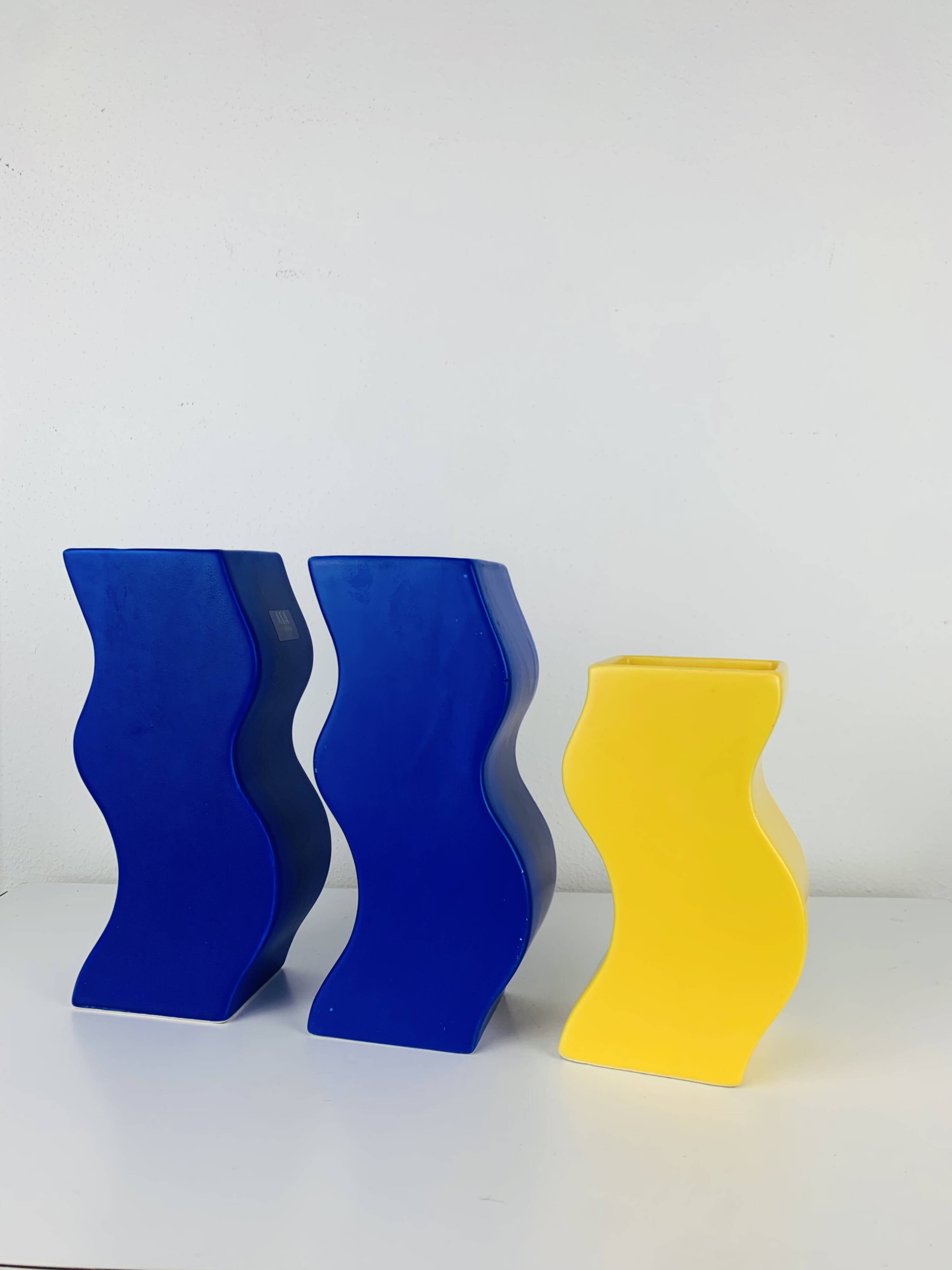 Trio of Asa vases, 1980s ceramic, vintage Memphis style