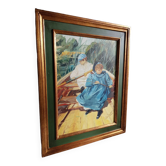 Peinture à l'huile sur toile, signée Hidalgo 1994, 46x58cm avec cadre.