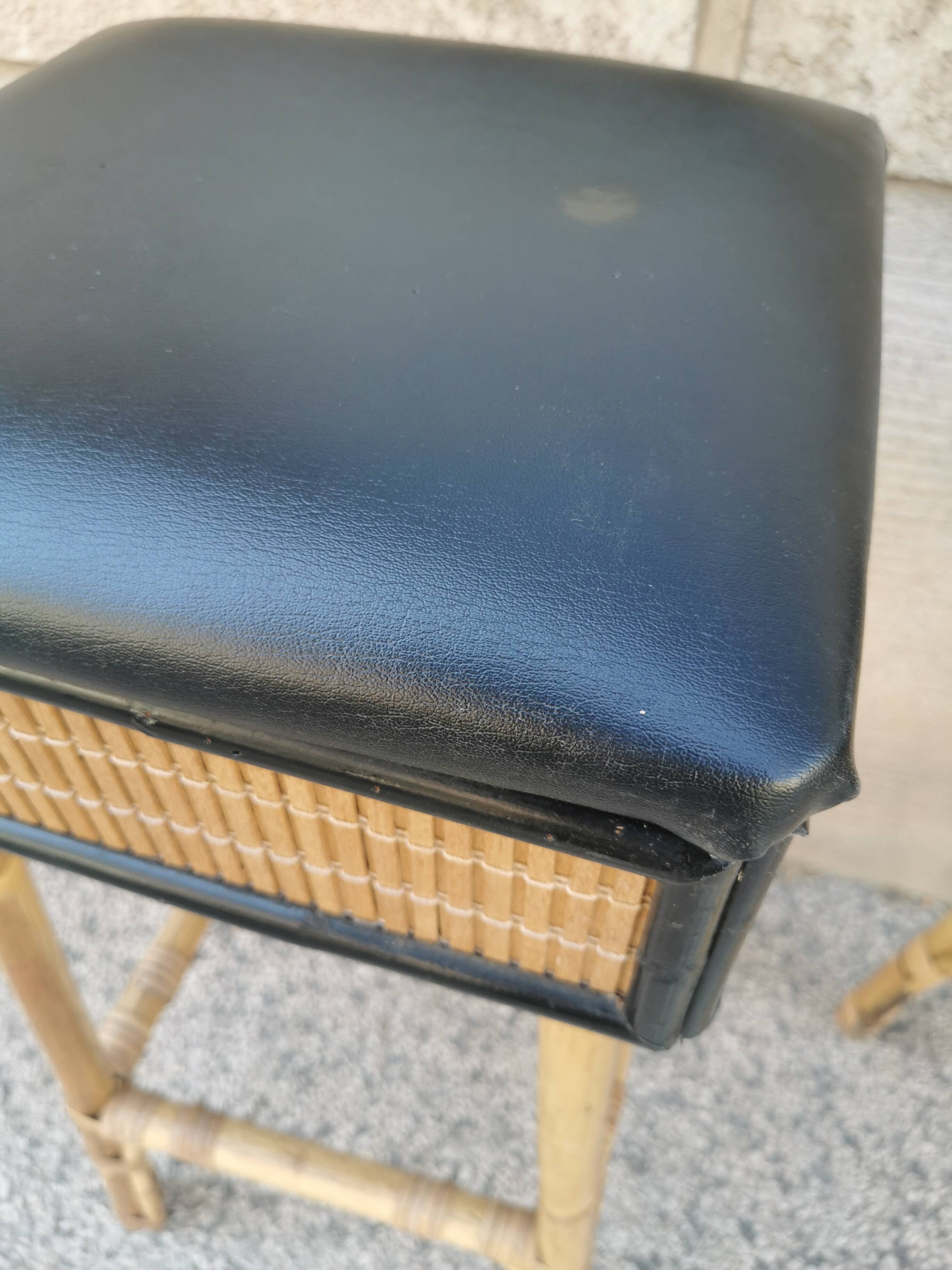 Pair of vintage bamboo stools from the 70s