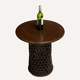 Bamboo and oak modernist brutalist side table, Dutch 1960s-1970s