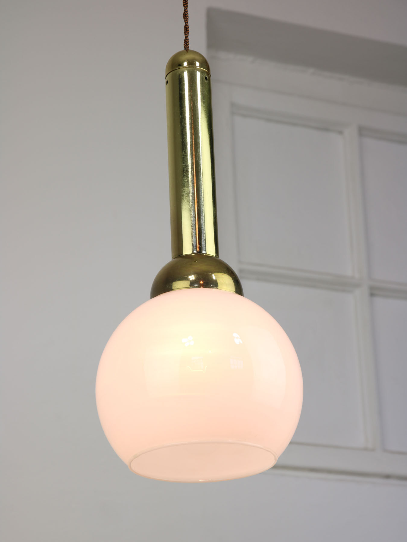 Vintage gold & opaline pendant lamp