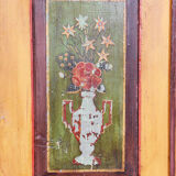 Restored Biedermeier Wardrobe, Spruce, Preserved Original Paintings, Czechia, 1800s