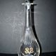 Carafe ancienne en cristal taillé et gravure dorée monogramme RG H33.5cm