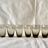 Chromed metal pear - 1 carafe and 6 amber crystal glasses - liquor cellar