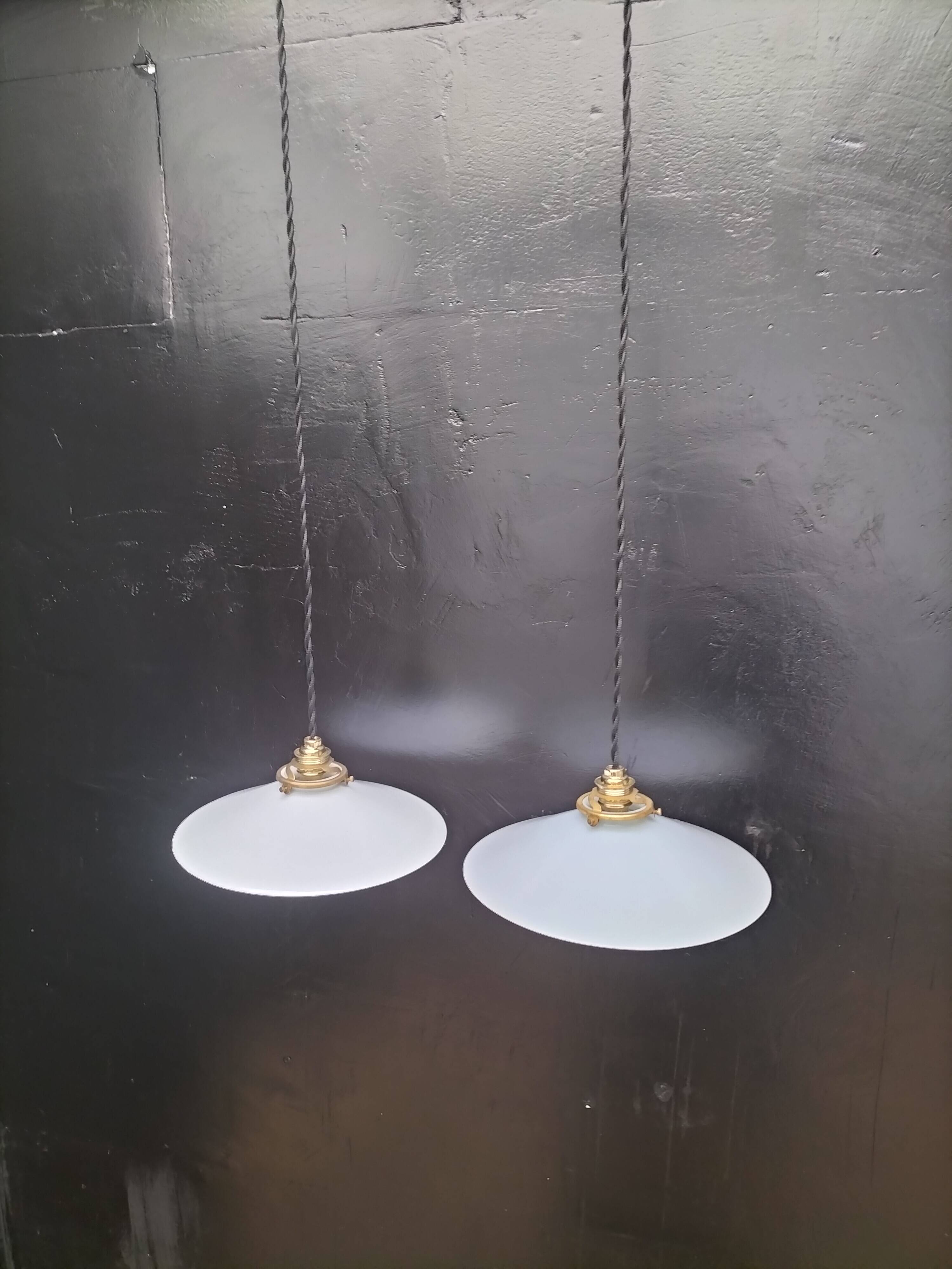 2 opaline pendant lights