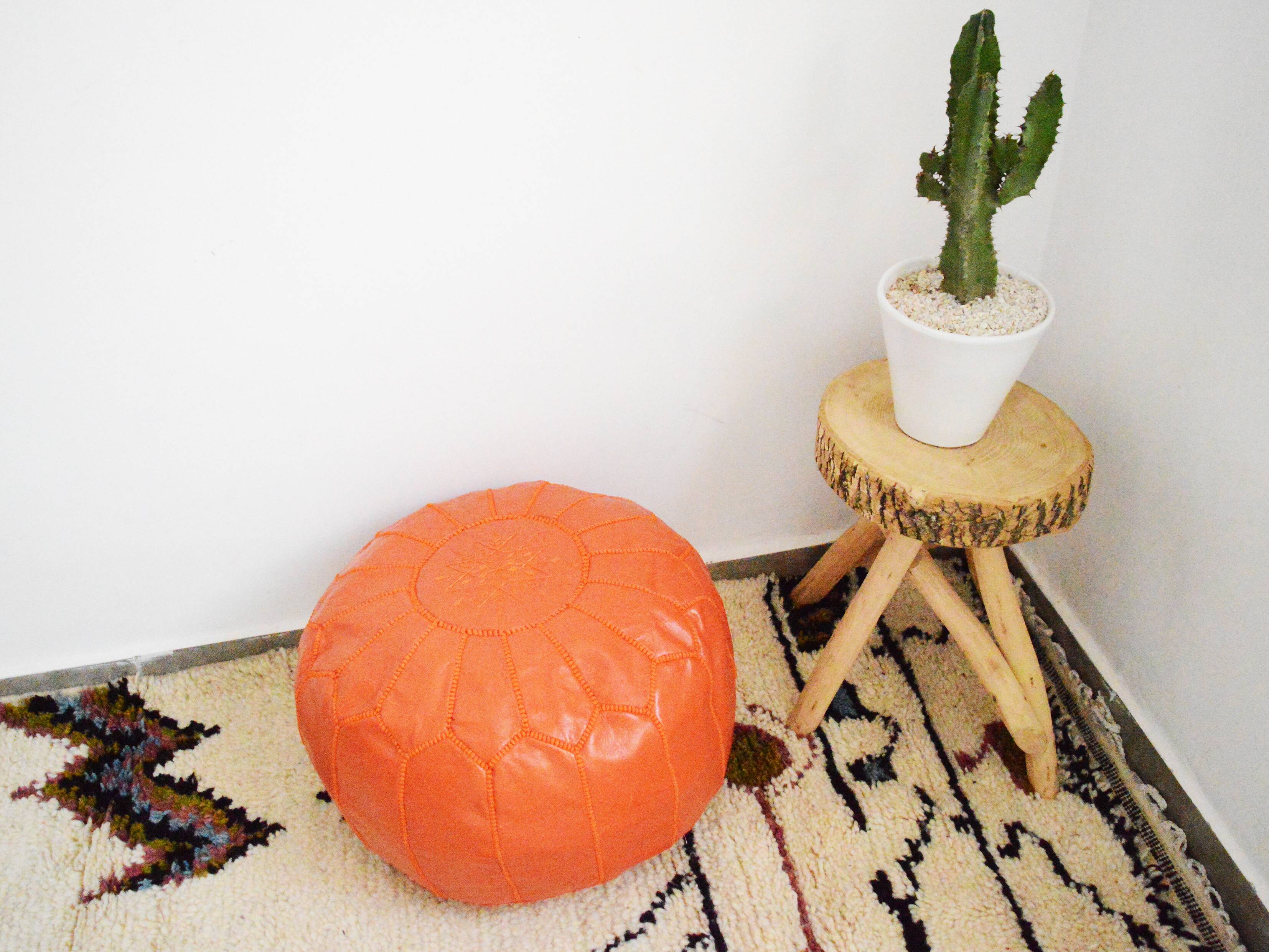 Pouf marocain en cuir