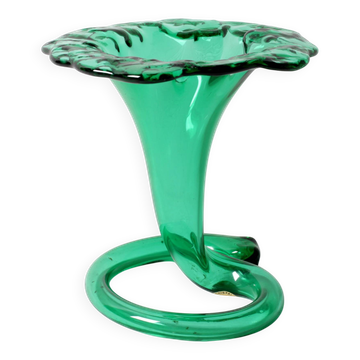 Vintage Green Glass Art Vase / Hand-blown Home Decor / Stilvetro / Rome