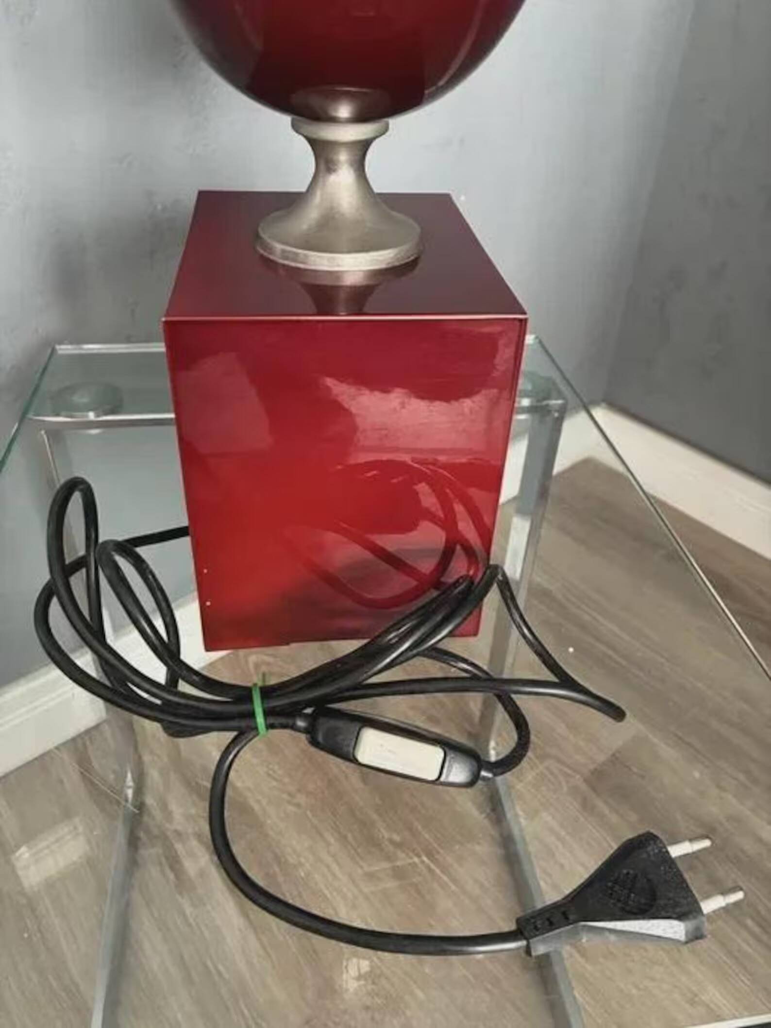 Lamp by Philippe Barbier Vintage 1970s France Burgundy Color