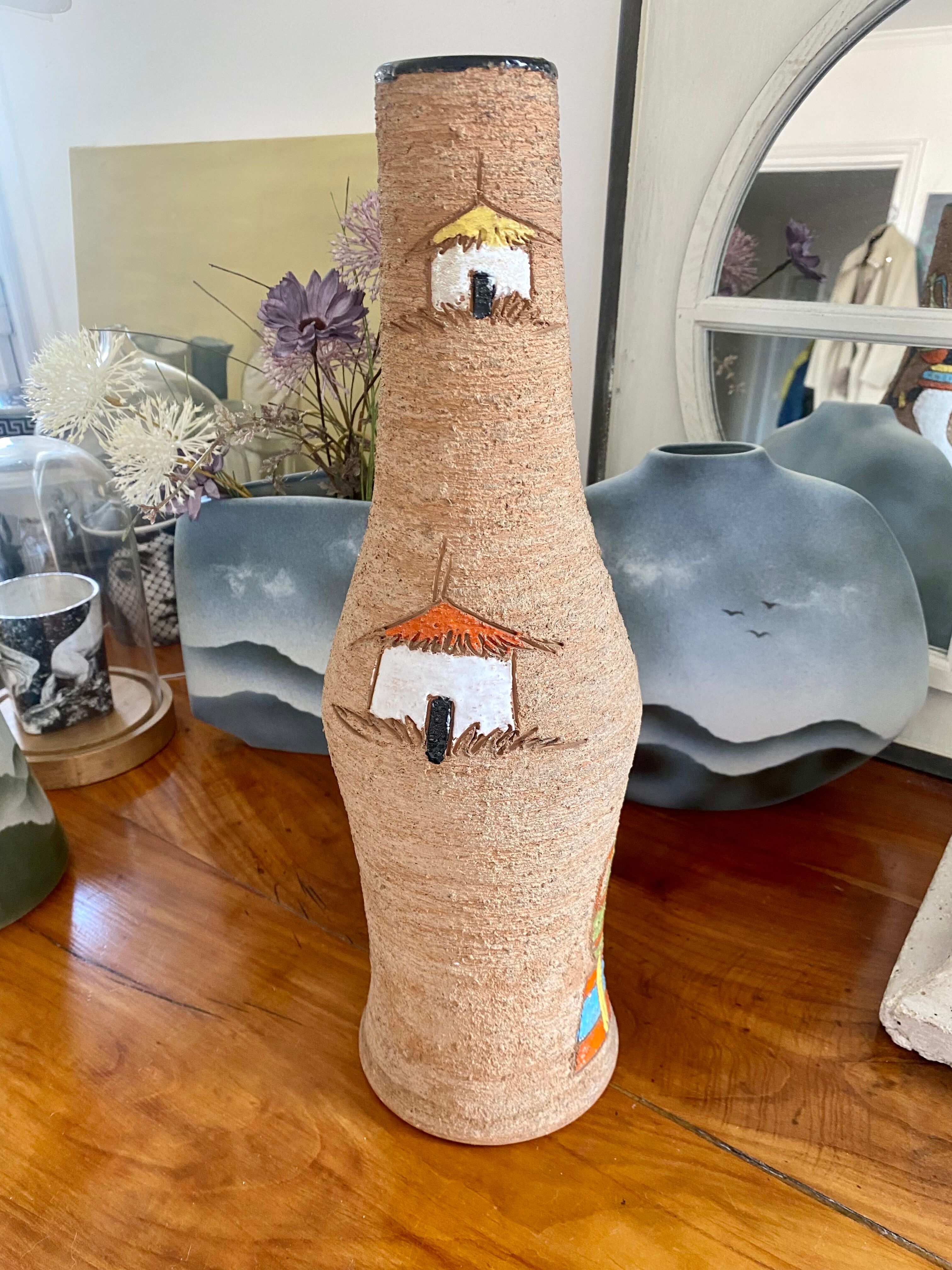 Very large vase Fratelli Fanciullacci scarified ceramic