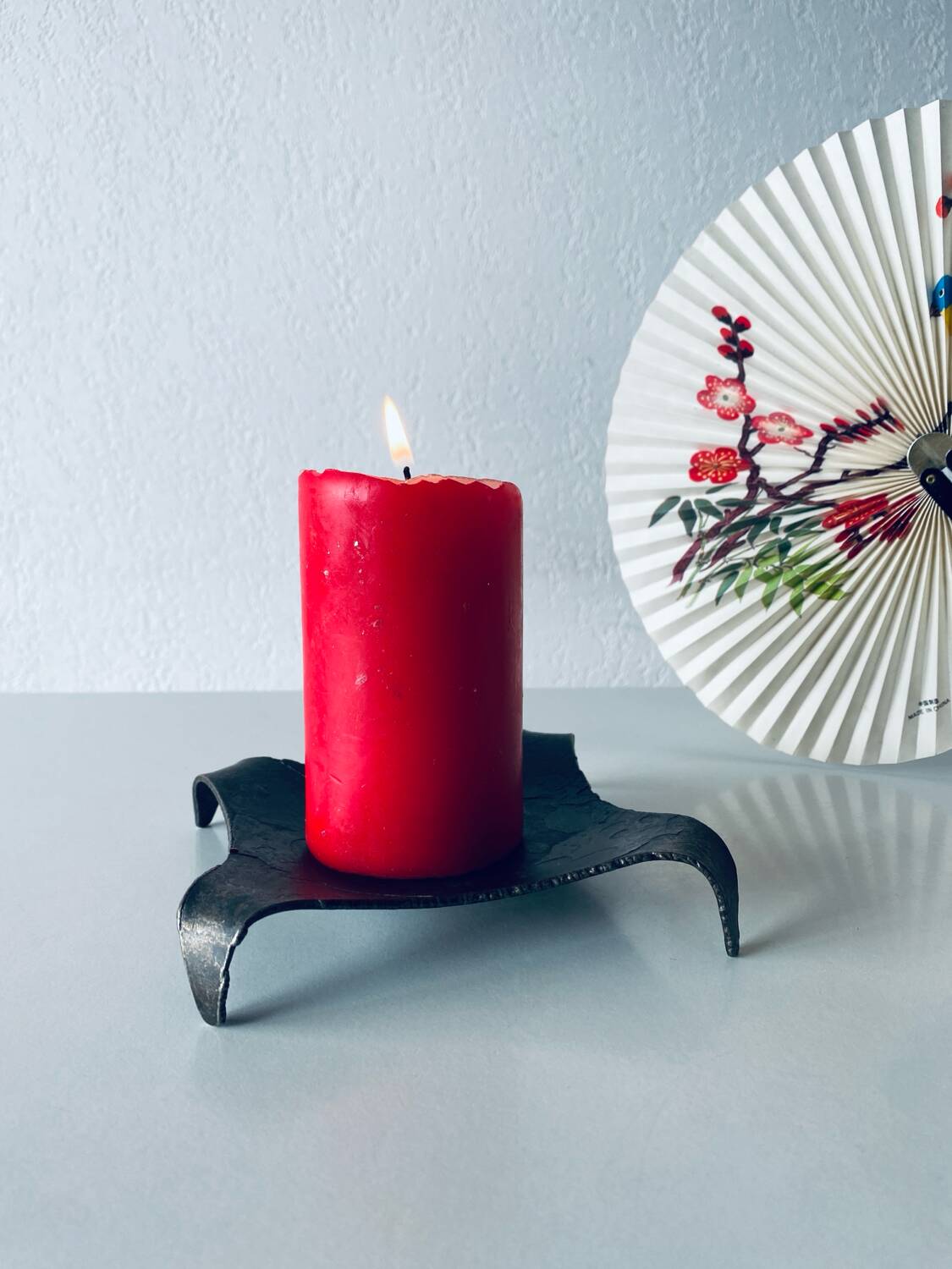 Brutalist iron candle holder