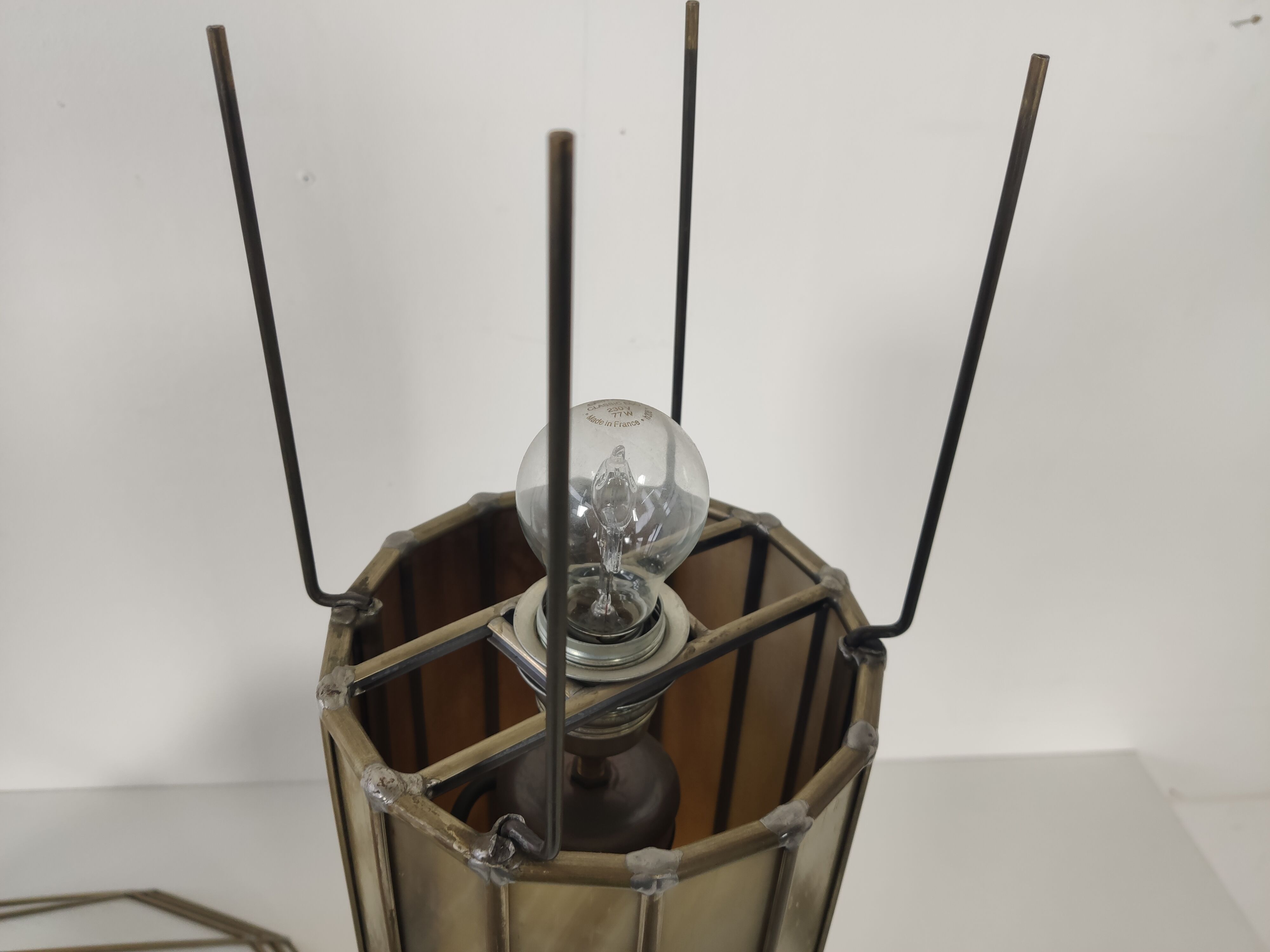 Vintage glass and metal lamp, 70s