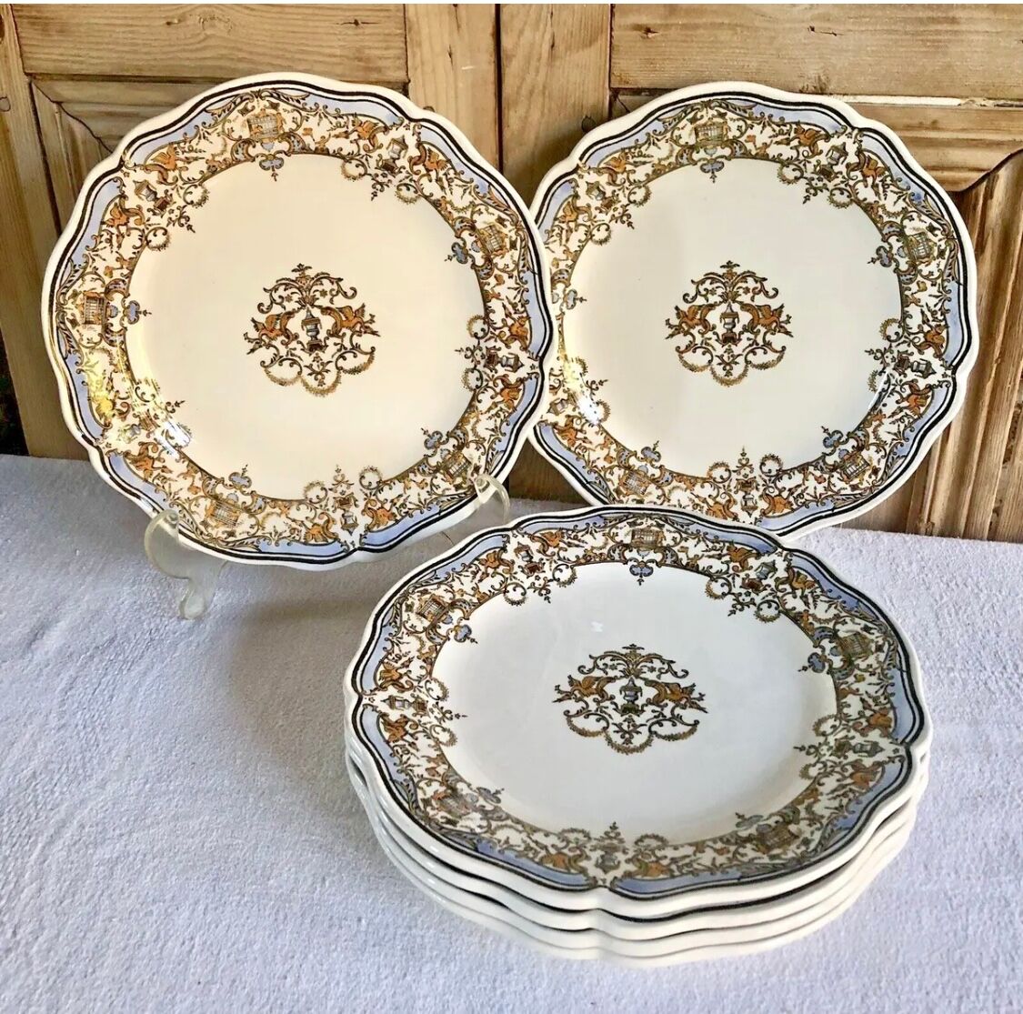 6 dessert plates dessert Gien the children at the press Dionysos 1938/1960