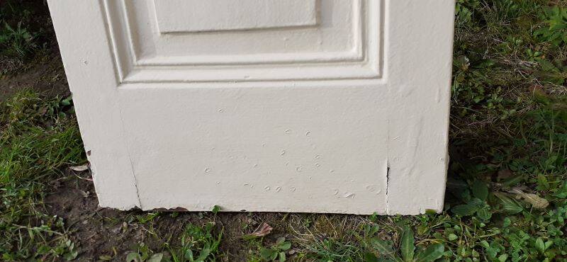 Narrow old paneled molded cupboard door h220x42cm