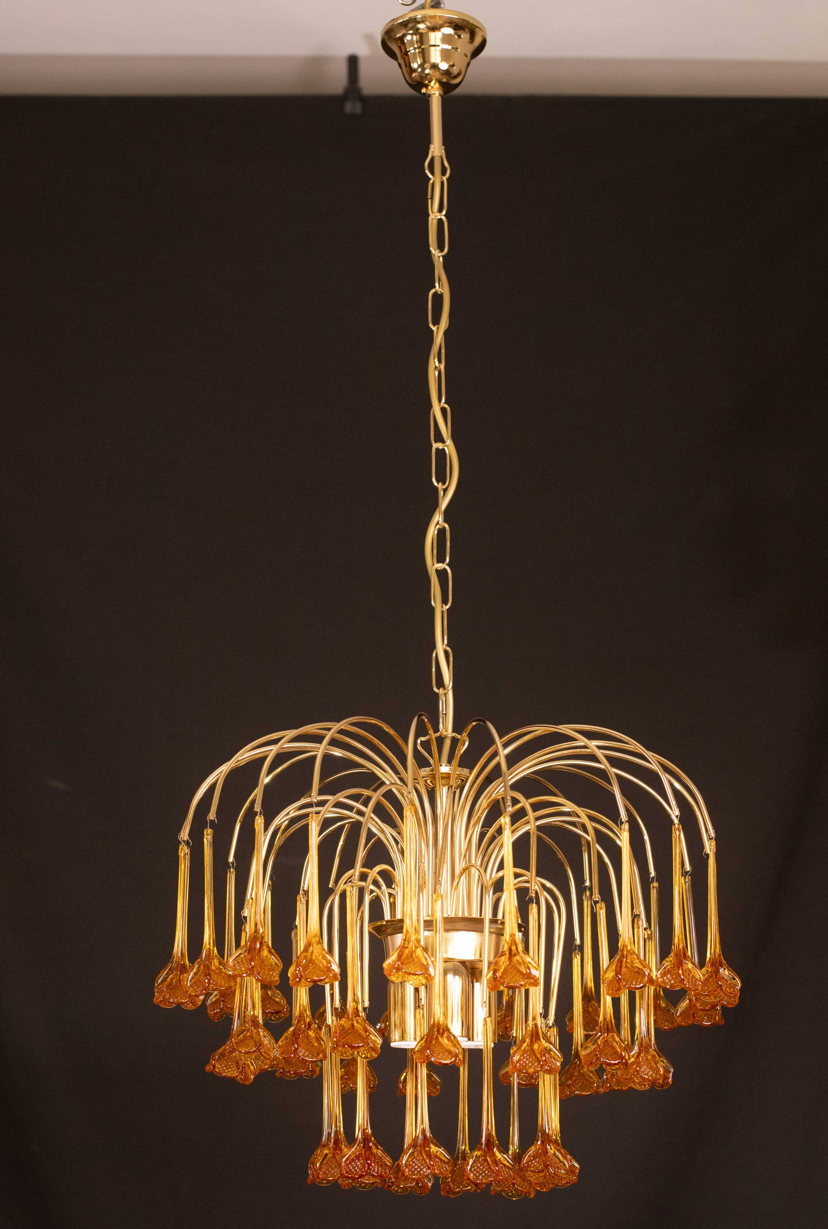 Lustre à fleurs en verre de Murano orange de Marilyn Monroe, années 1970