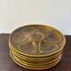 Set of 7 vintage khaki oyster plates