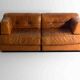 Canapé vintage patchwork en cuir caramel, Allemagne 1960