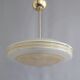 Suspension beige Art Déco, style soucoupe volante, lustre en laiton - années 1940-1950