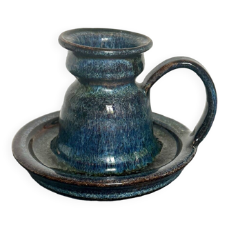 Enameled stoneware candle holder