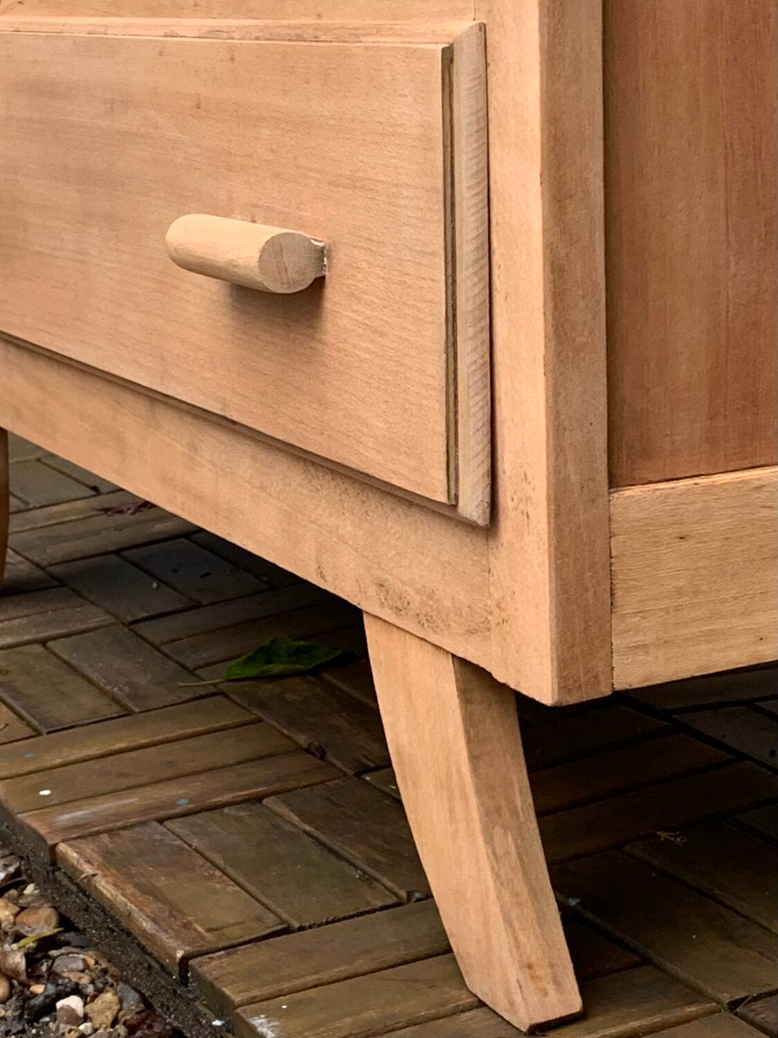 Raw wood art deco chest of drawers