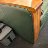 Leather canapé in Art Deco style designed by Jacques Leleu.