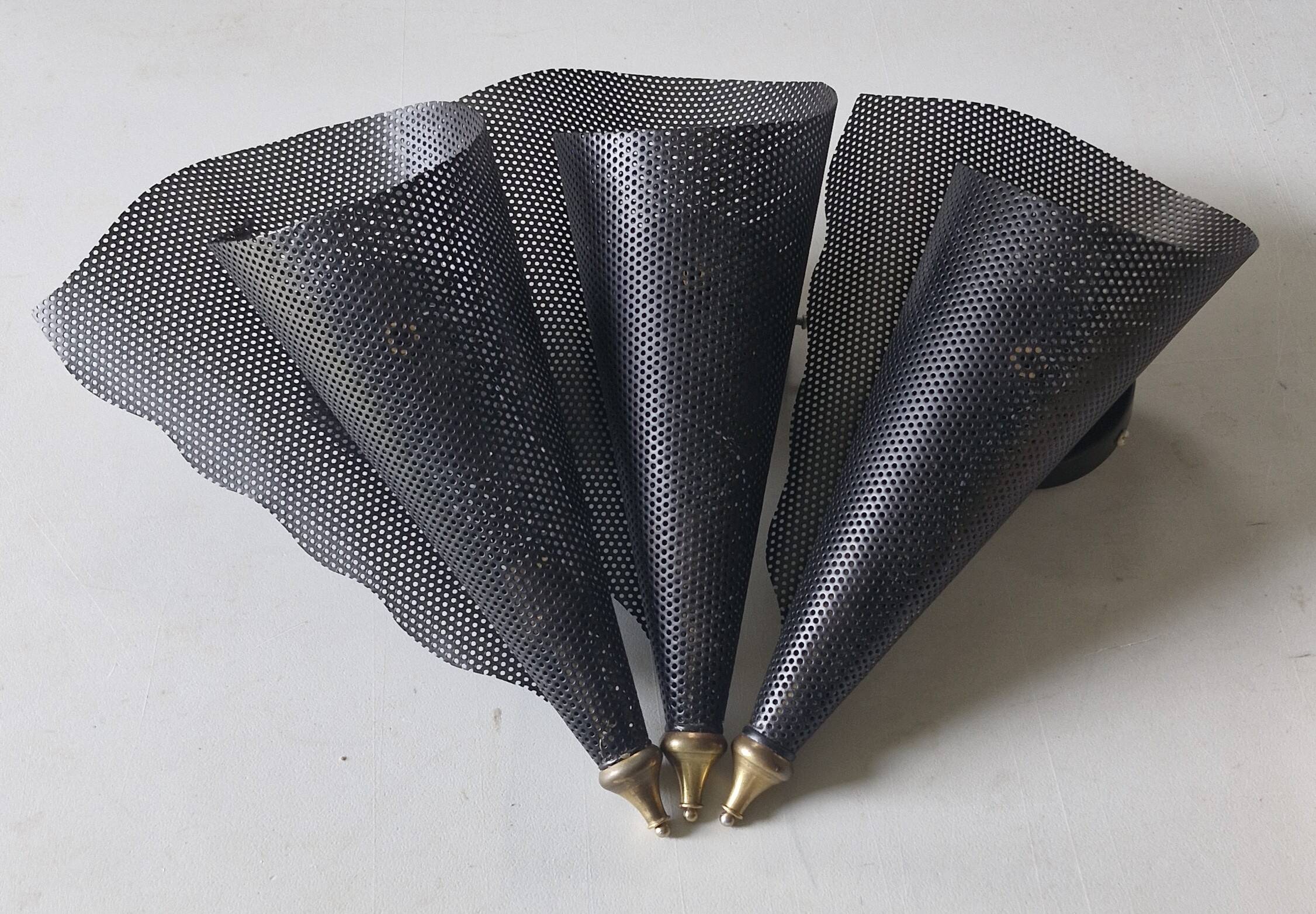 Lot d'appliques 1950 métal perforé