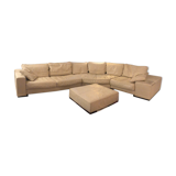 Natuzzi beige leather corner sofa - pouf
