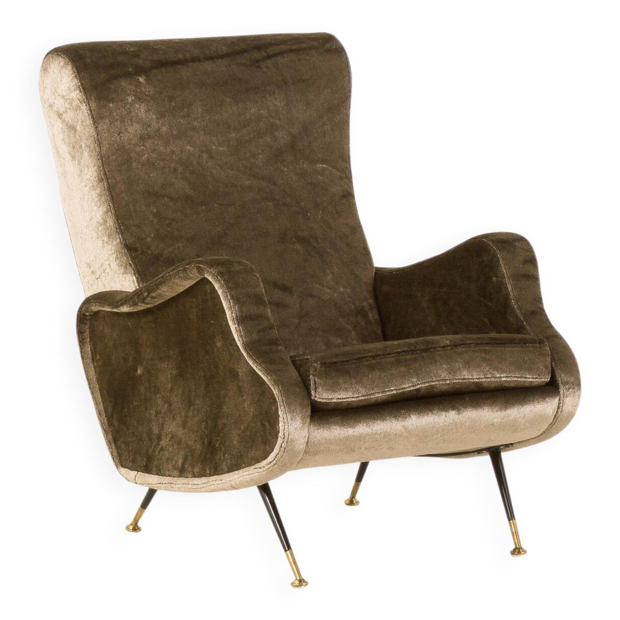 Italian velevet mid century lounge chair in the style of Marco Zanuso, 1960