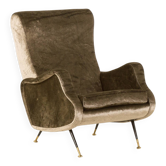 Fauteuil de salon italien en velours du milieu du siècle dans le style de Marco Zanuso, 1960