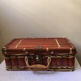 Suitcase in wicker and vintage bamboo
