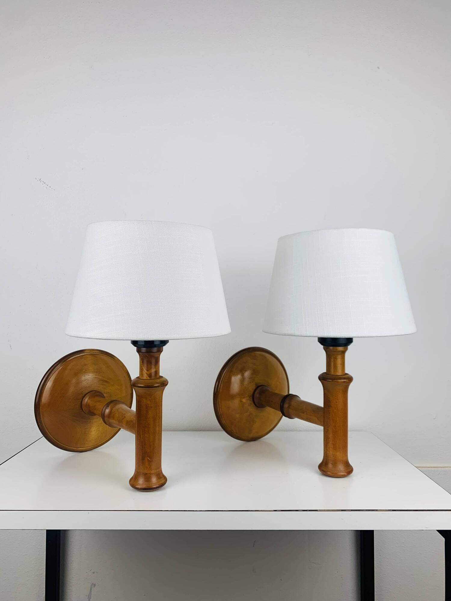 Pair of Aneta Scandinavian wooden wall lights, 1960s