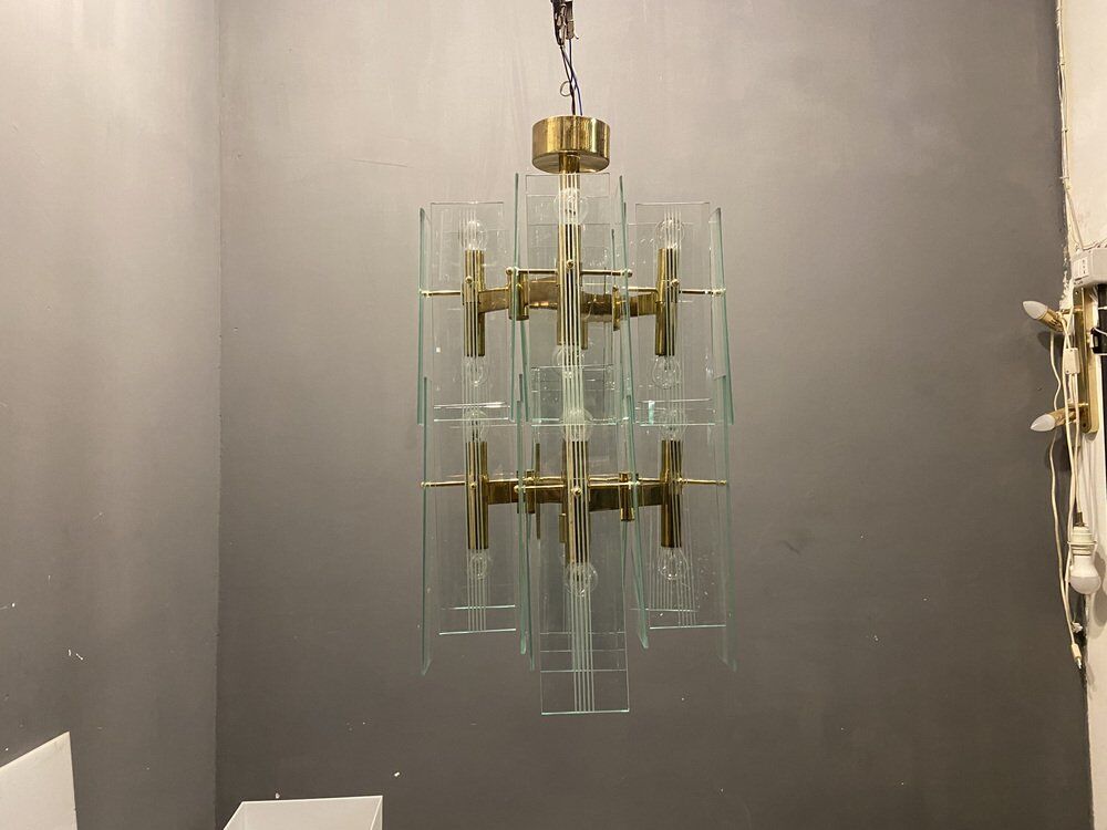 Mid-century architectural chandelier sciolari