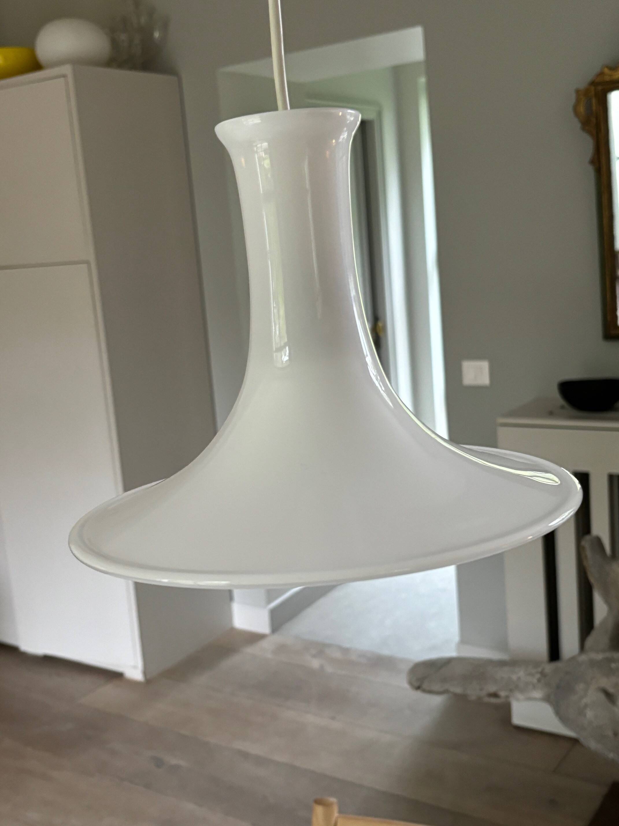 opaline pendant light - Sweden, 1970s